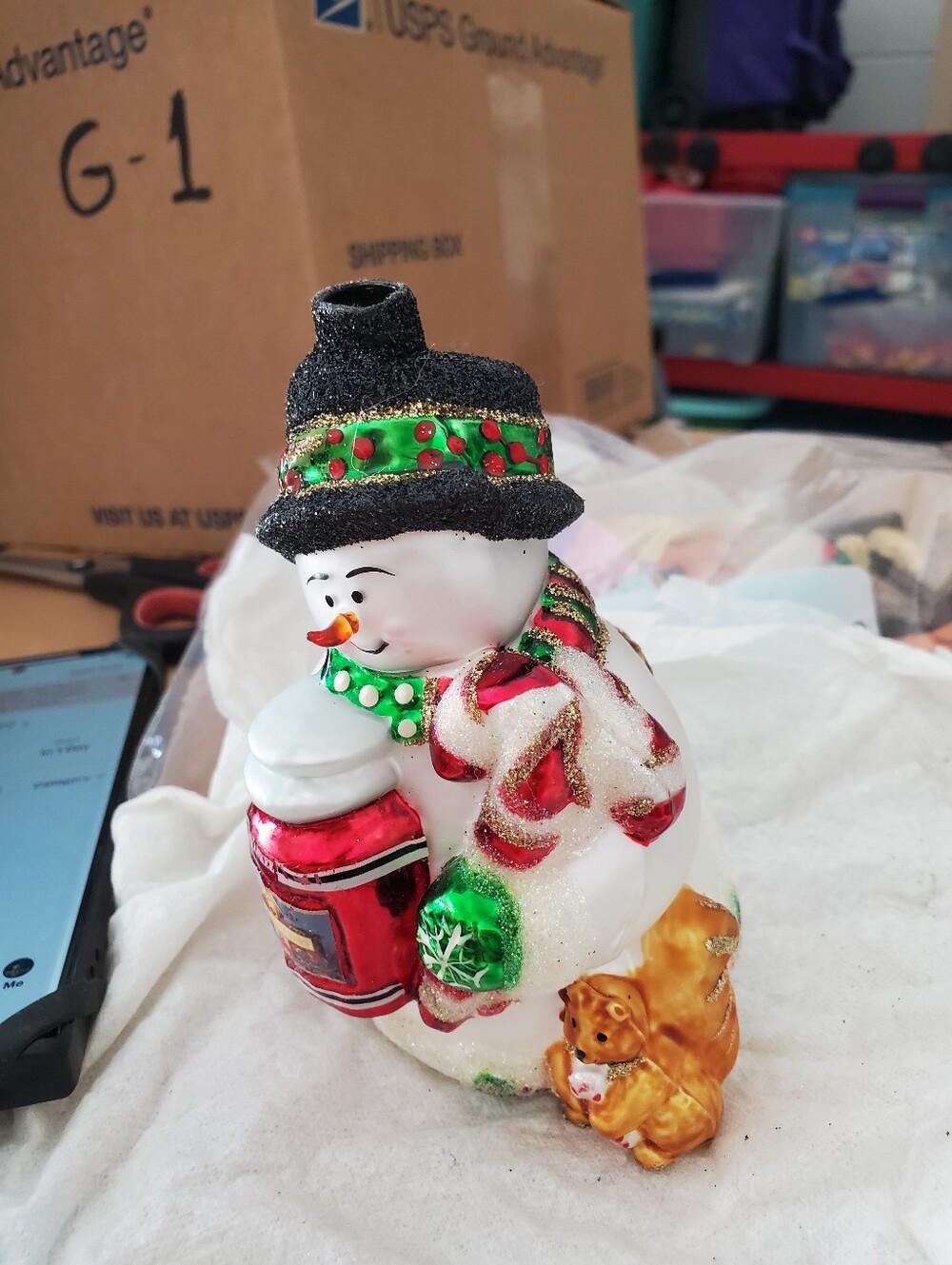 Christopher Radko Yankee Candle Colab Snowman Blown Glass Christmas Ornament - Picture 2 of 13